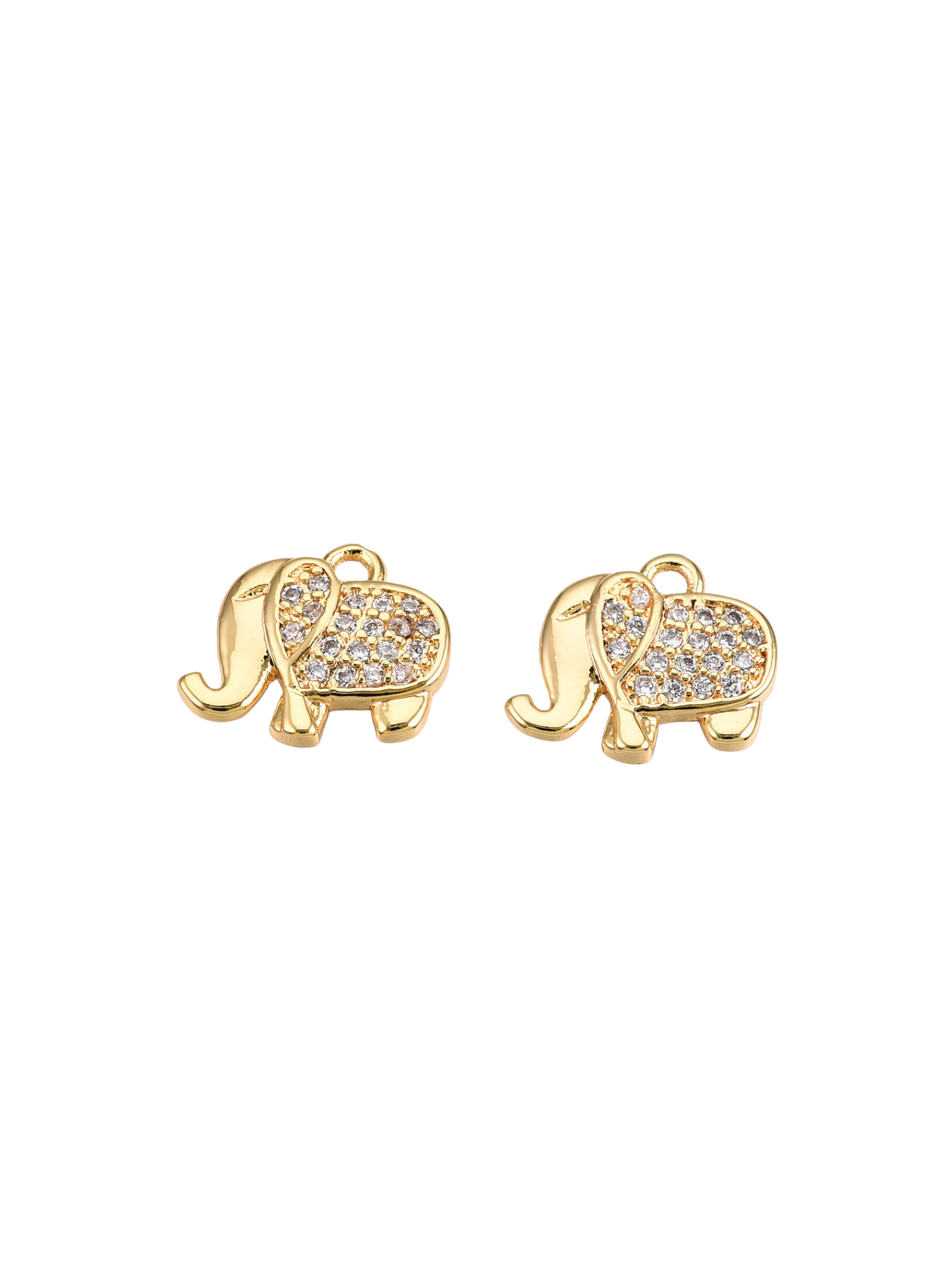 *Gold Micro Pave Cubic Zirconia Elephant Charm