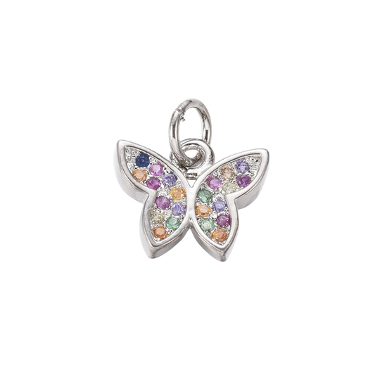 Silver Butterfly Prism with Cubic Zirconia Charm