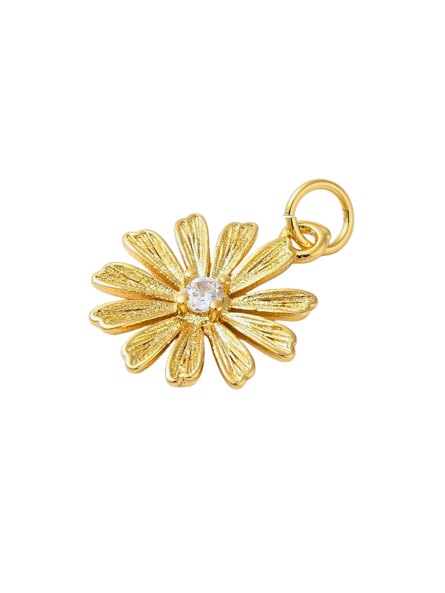 * Gold Flower with Rhinestone Center Charm