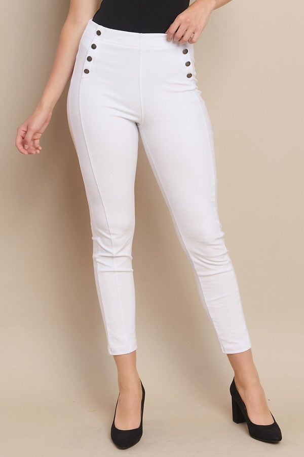 WHITE Women's High-Waisted Straight Leg Sailor Pant
