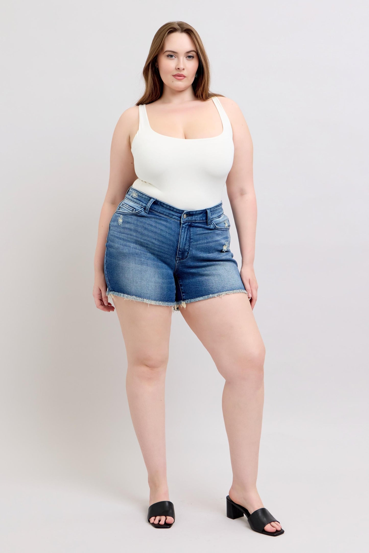 Judy Blues High Waist V-Front Shorts w shield pockets
