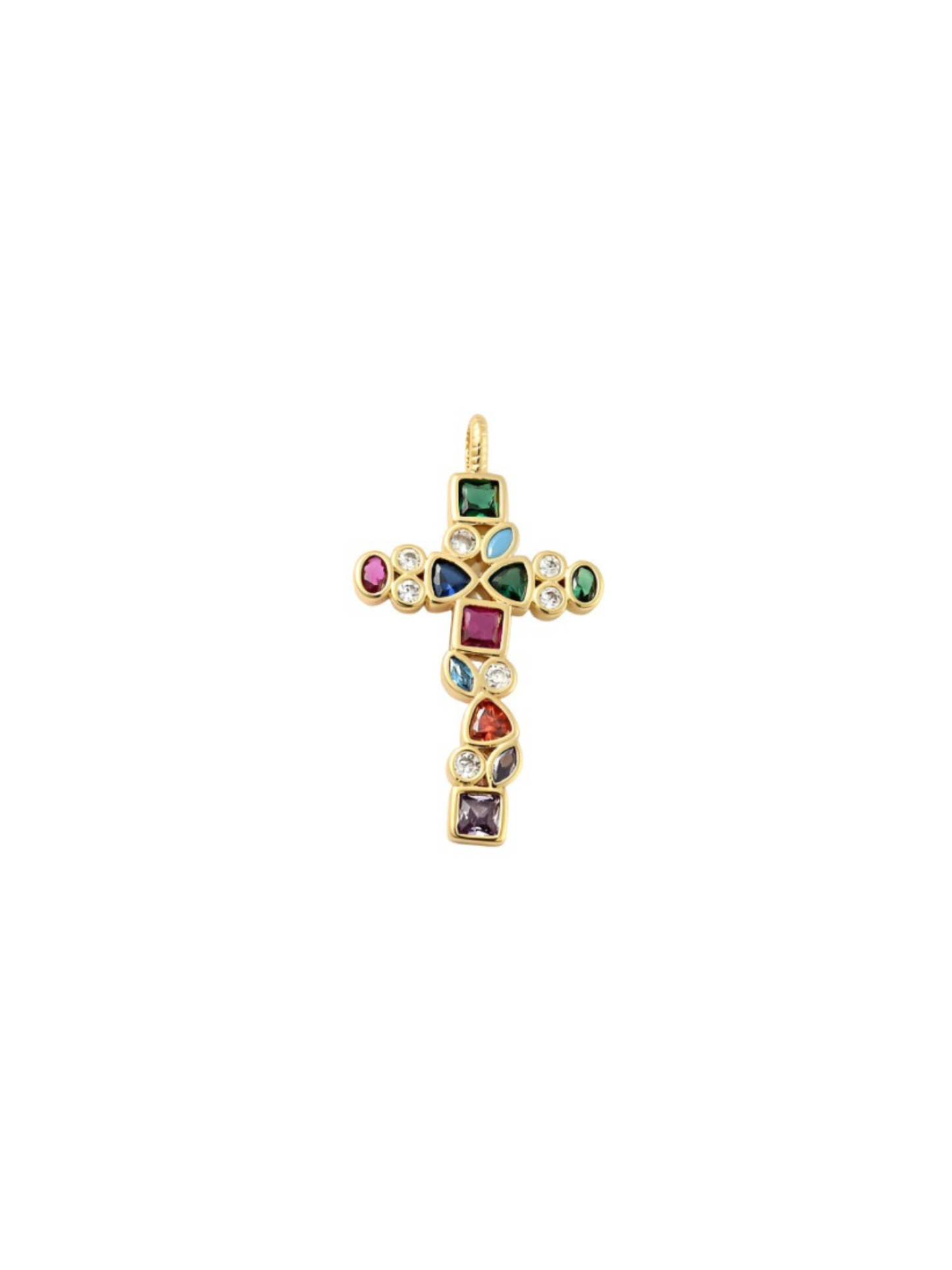 * Gold Mosaic Cross Charm