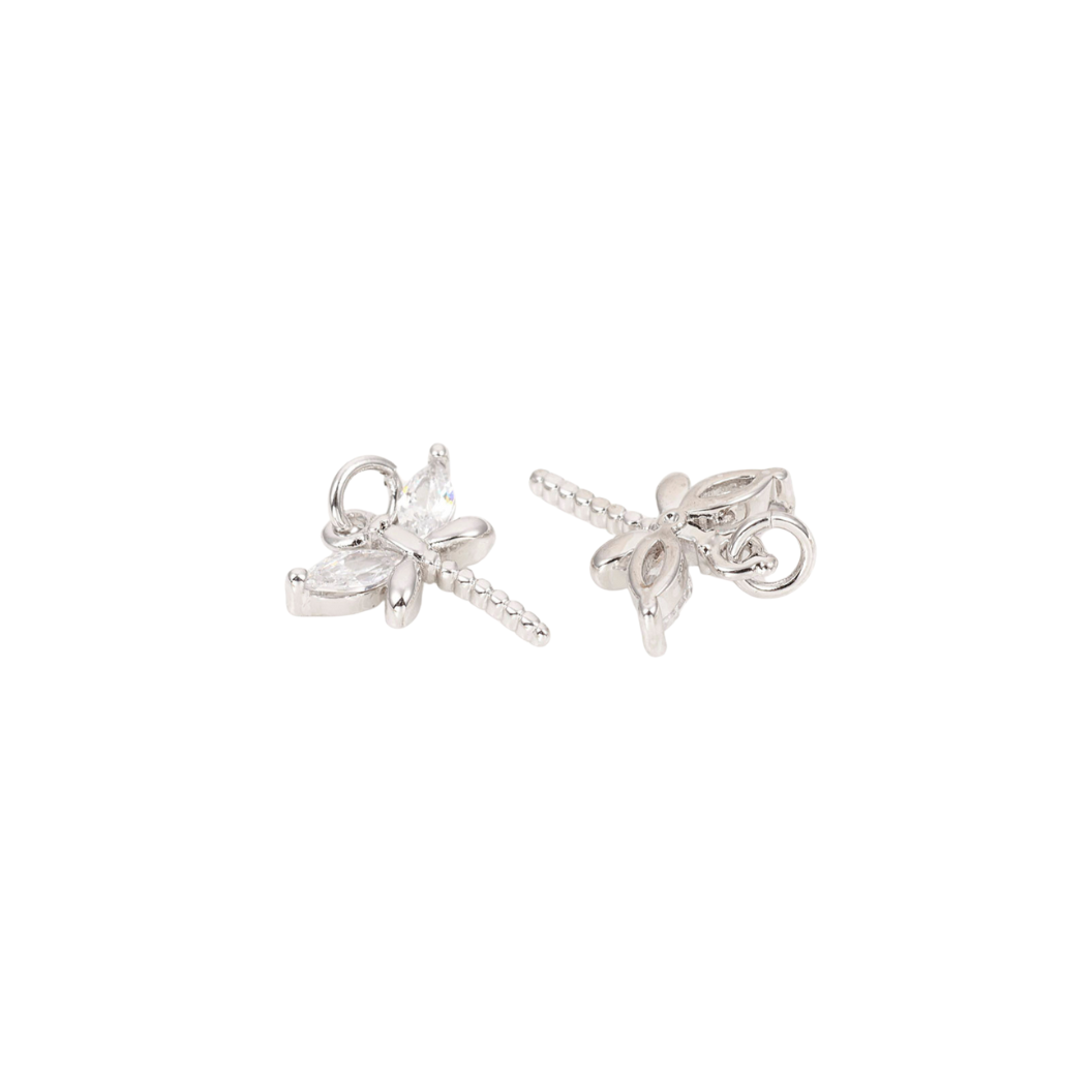 Silver Dragonfly with Cubic Zirconia Charm