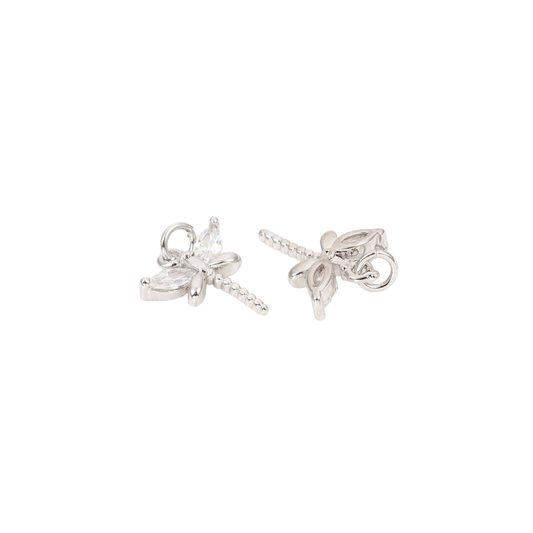 Silver Dragonfly with Cubic Zirconia Charm