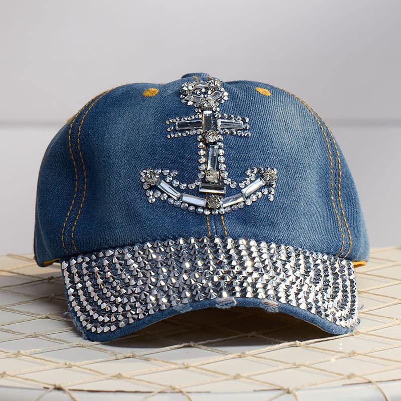 Bling Anchor Denim Cap