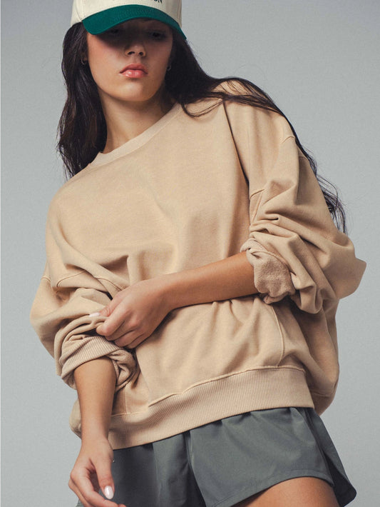 Crew Neck Comfort Washed Organic Cotton Sweatshirt