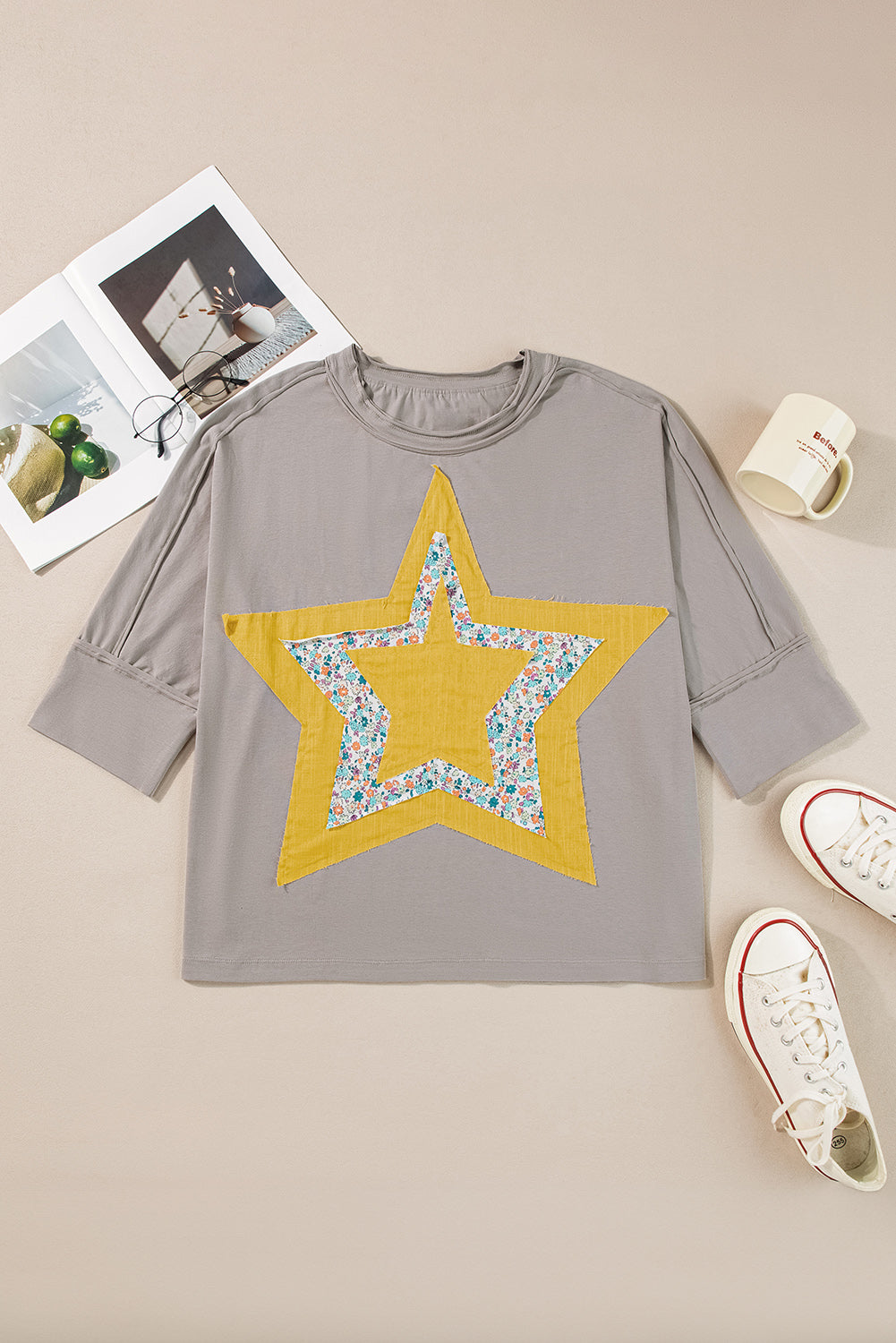 Stella| Patched Pattern 3/4 Sleeve