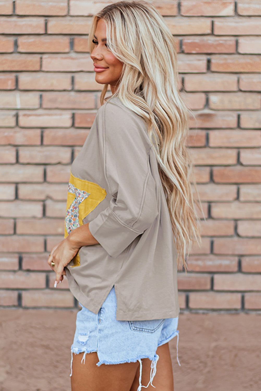 Stella| Patched Pattern 3/4 Sleeve