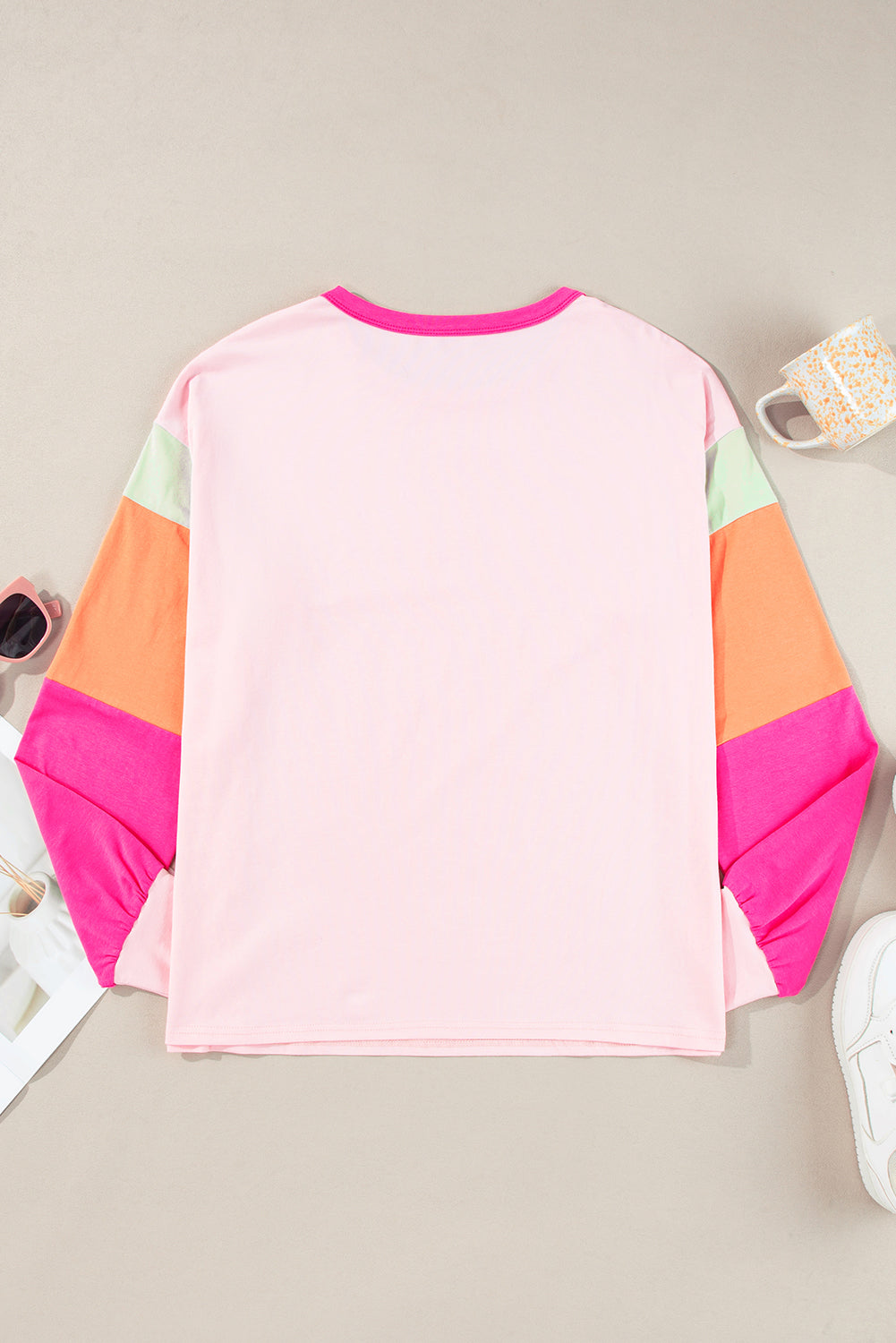 48 Sherbet Patchwork Long Sleeve Top