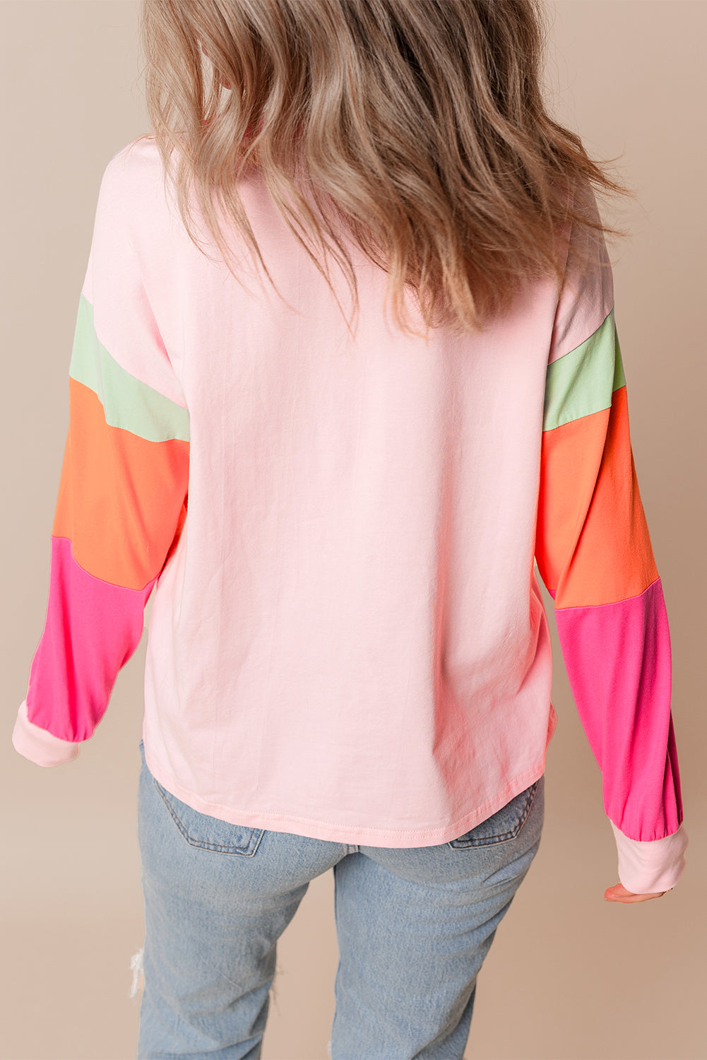 48 Sherbet Patchwork Long Sleeve Top