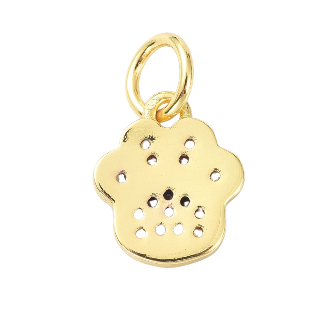 * Gold and Cubic Zirconia Paw Print Charm