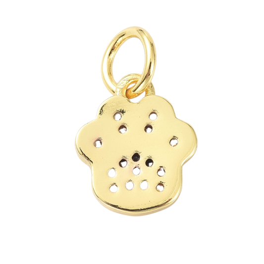 * Gold and Cubic Zirconia Paw Print Charm