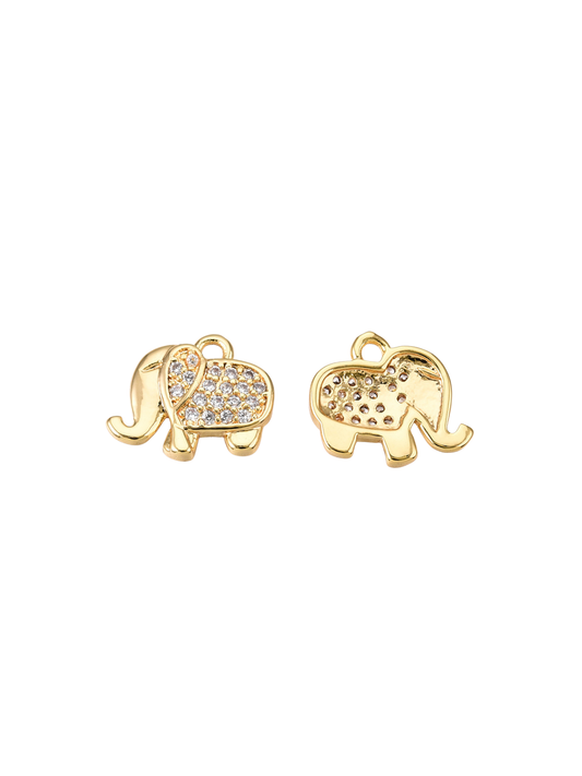 *Gold Micro Pave Cubic Zirconia Elephant Charm