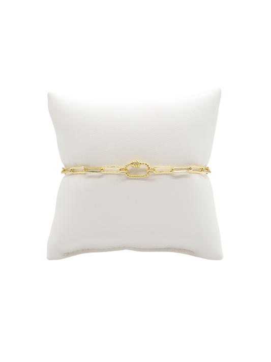 Gold Ashley (Box) Paperclip Chain Charm Bracelet with Micro Bella Carabiner