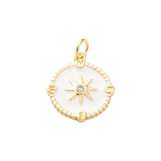 Gold North Star Compass Pave' Charm