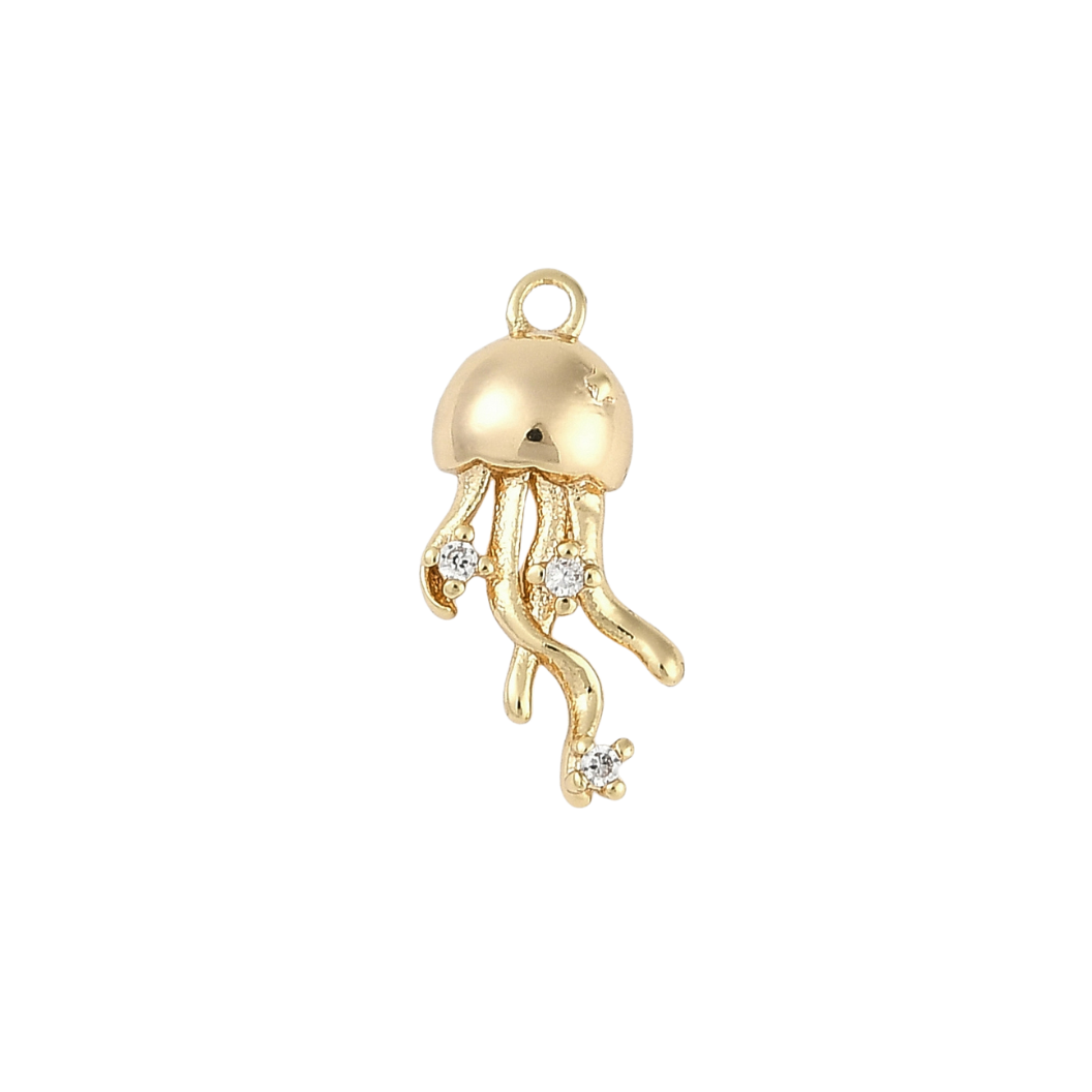 Gold Jellyfish Dazzle with Cubic Zirconia Charm