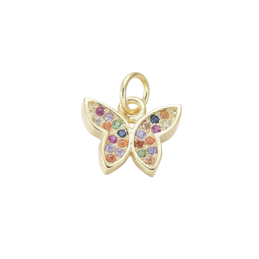 Gold Butterfly Prism with Cubic Zirconia