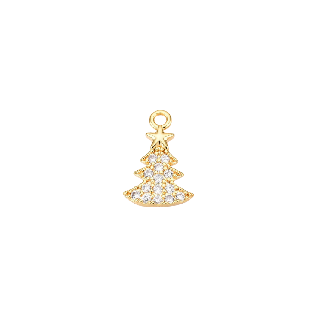 Gold Dazzle Tree with Cubic Zirconia Charm