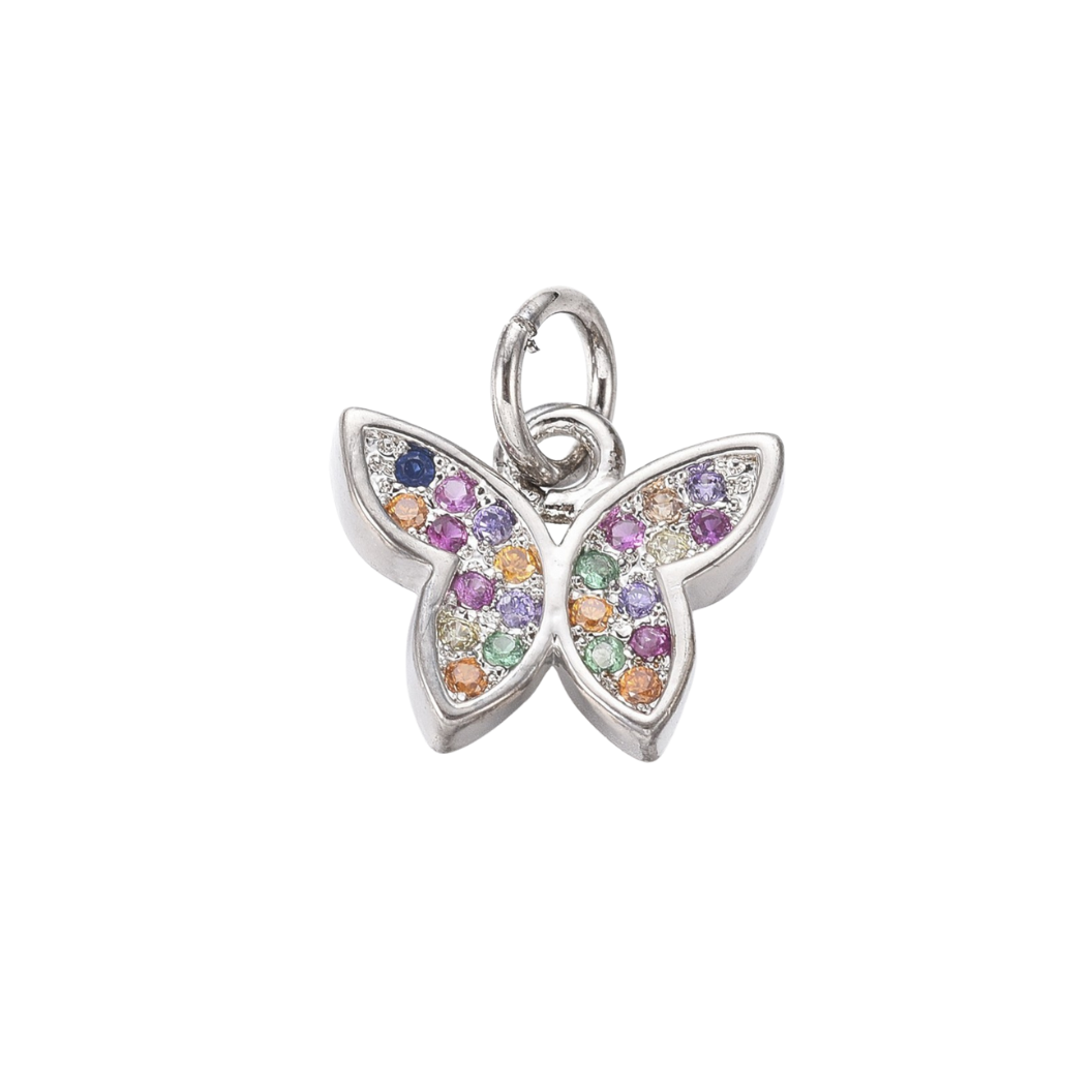 Silver Butterfly Prism with Cubic Zirconia Charm