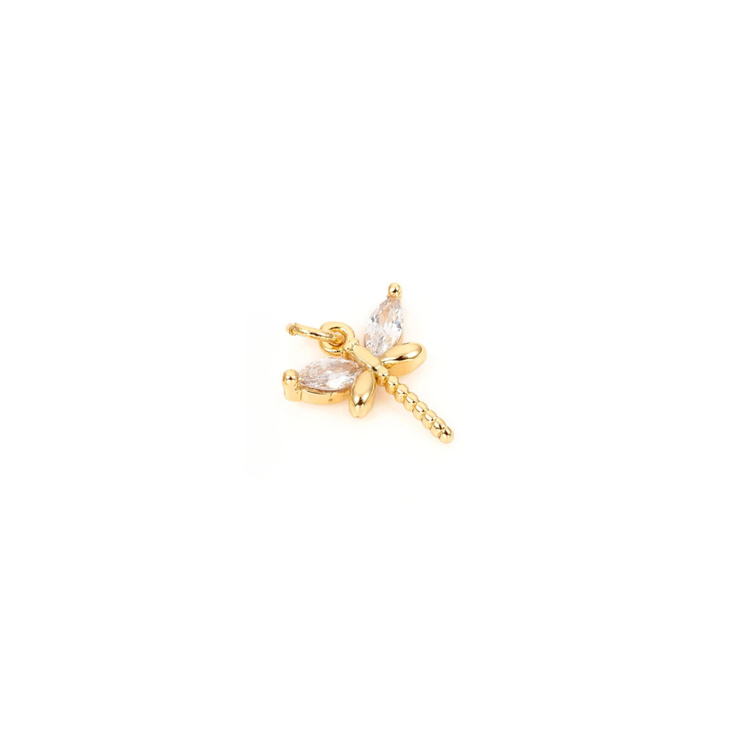 Gold Dragonfly with Cubic Zirconia Charm
