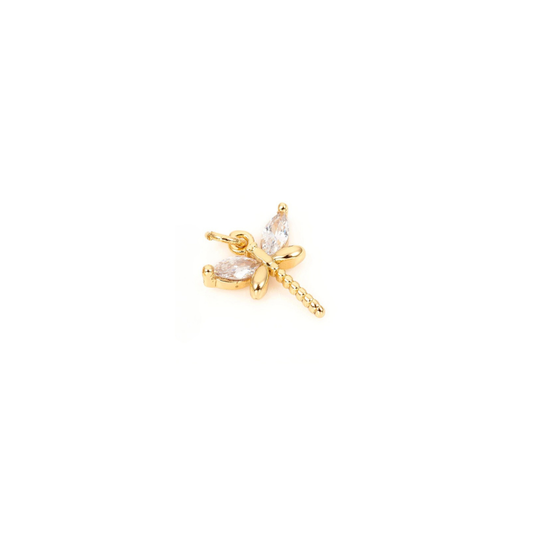 Gold Dragonfly with Cubic Zirconia Charm
