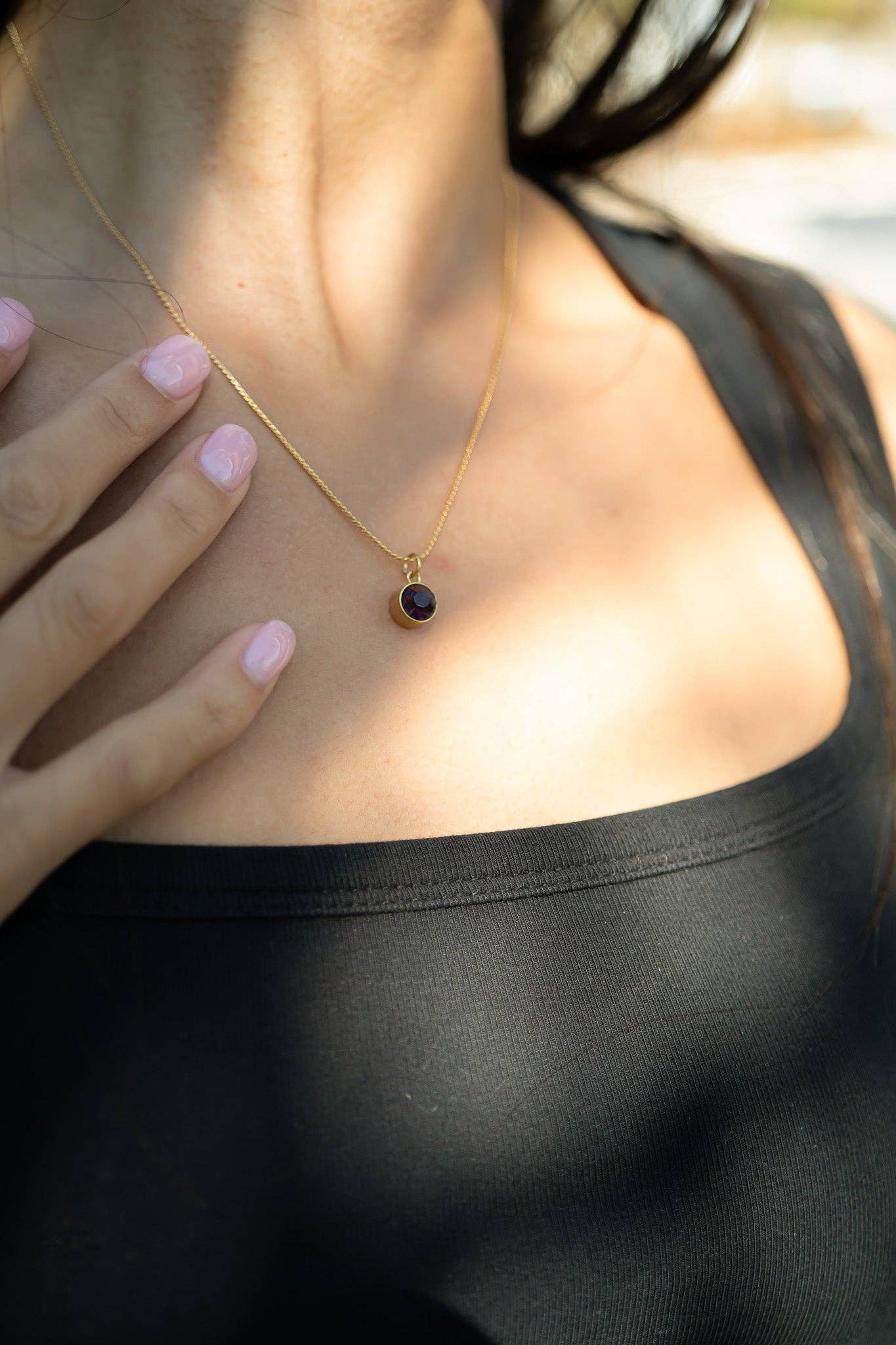 18K Gold Round Birthstone Charm (8mm)