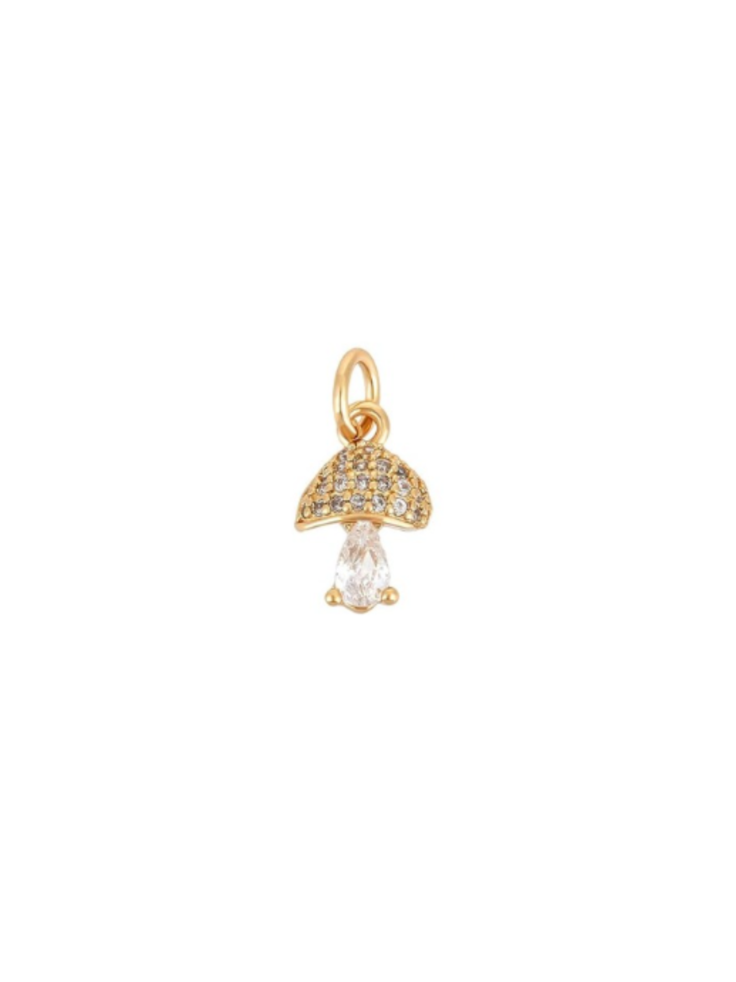 Gold Teardrop Crystal Mushroom Charm