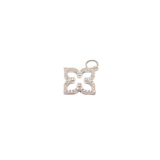 Silver Pave' 4-Point Flower Charm
