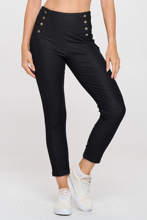 BLACK Women's High-Waisted Straight Leg Sailor Pant