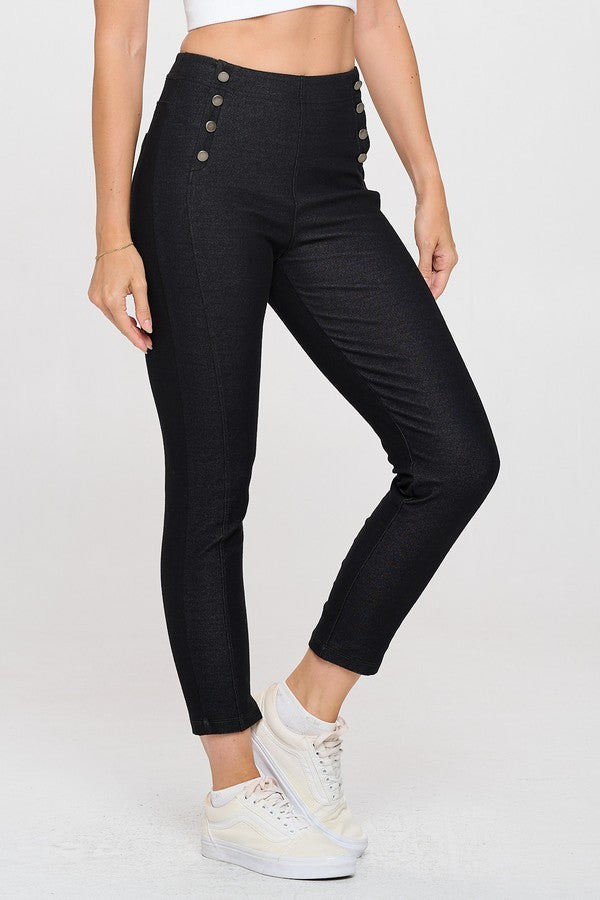 BLACK Women's High-Waisted Straight Leg Sailor Pant