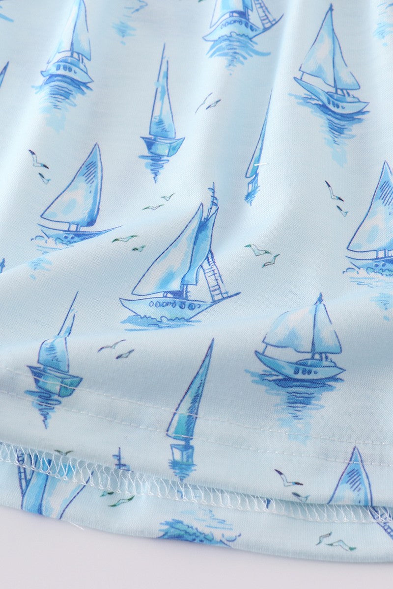 Blue Sailboat Girl Bloomer Set