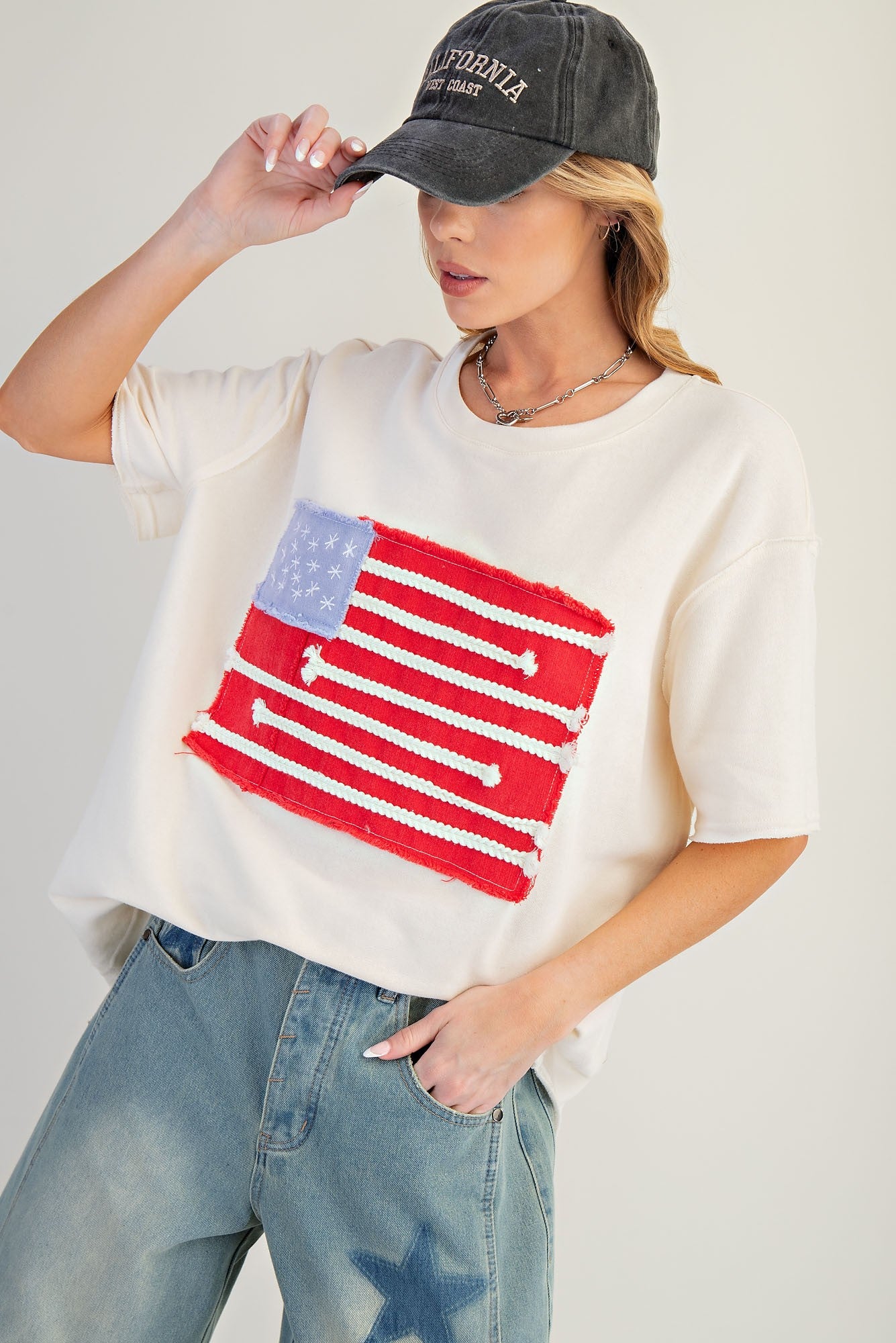88 AMERICAN FLAG PATCH FRONT BOXY TOP