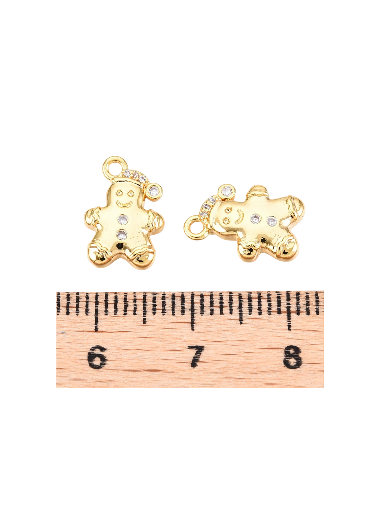 Gold Cubic Zirconia Gingerbread Man