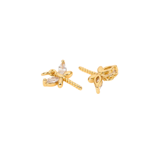 Gold Dragonfly with Cubic Zirconia Charm