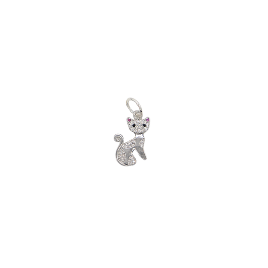 Silver Sparkle Cat Charm