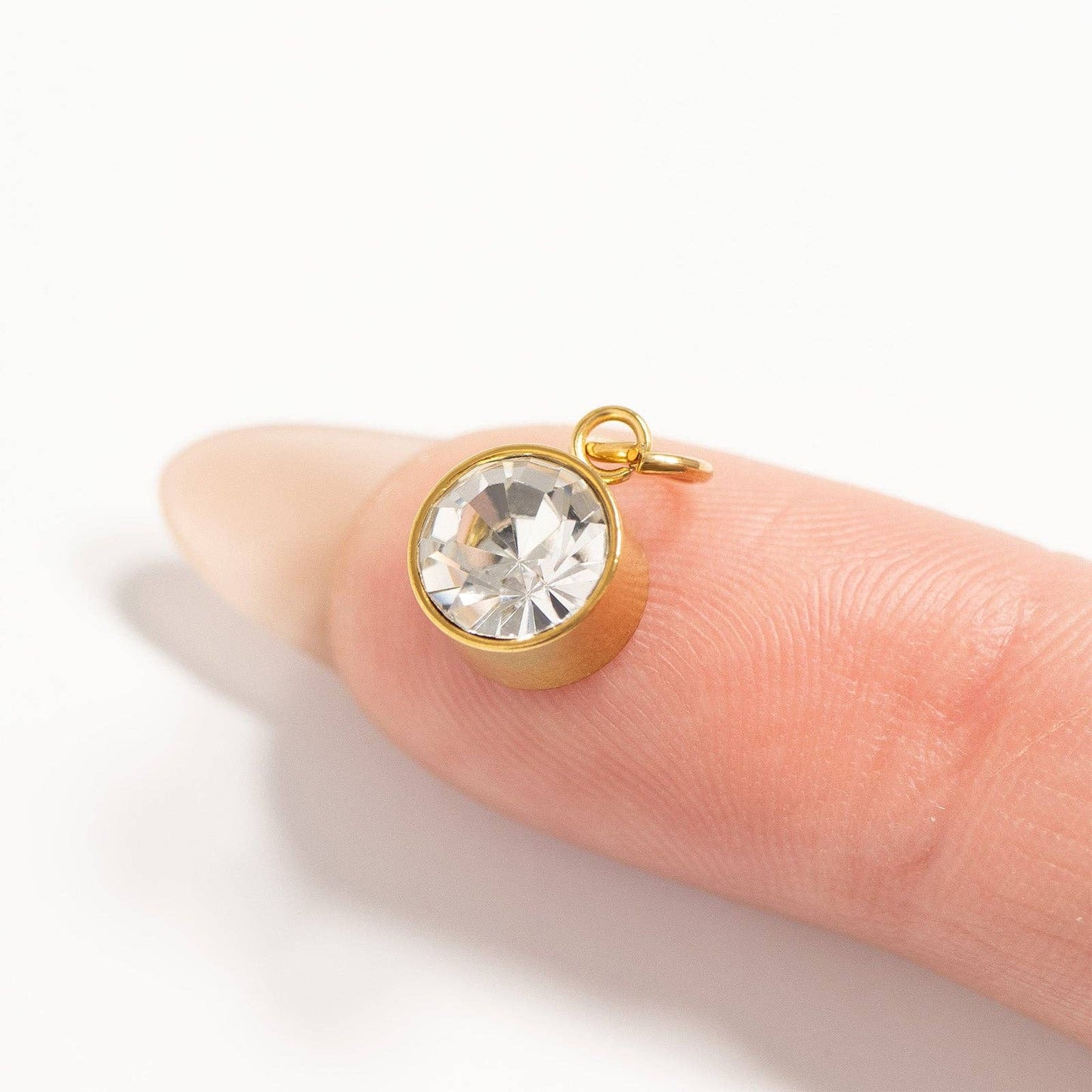 18K Gold Round Birthstone Charm (8mm)