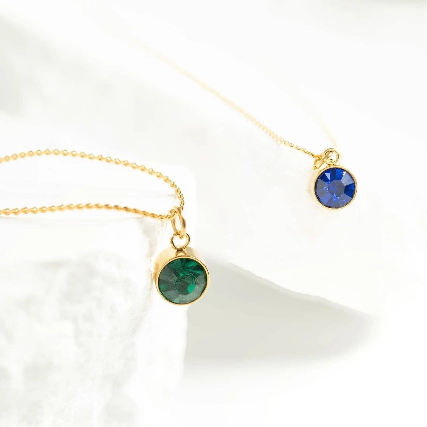 18K Gold Round Birthstone Charm (8mm)