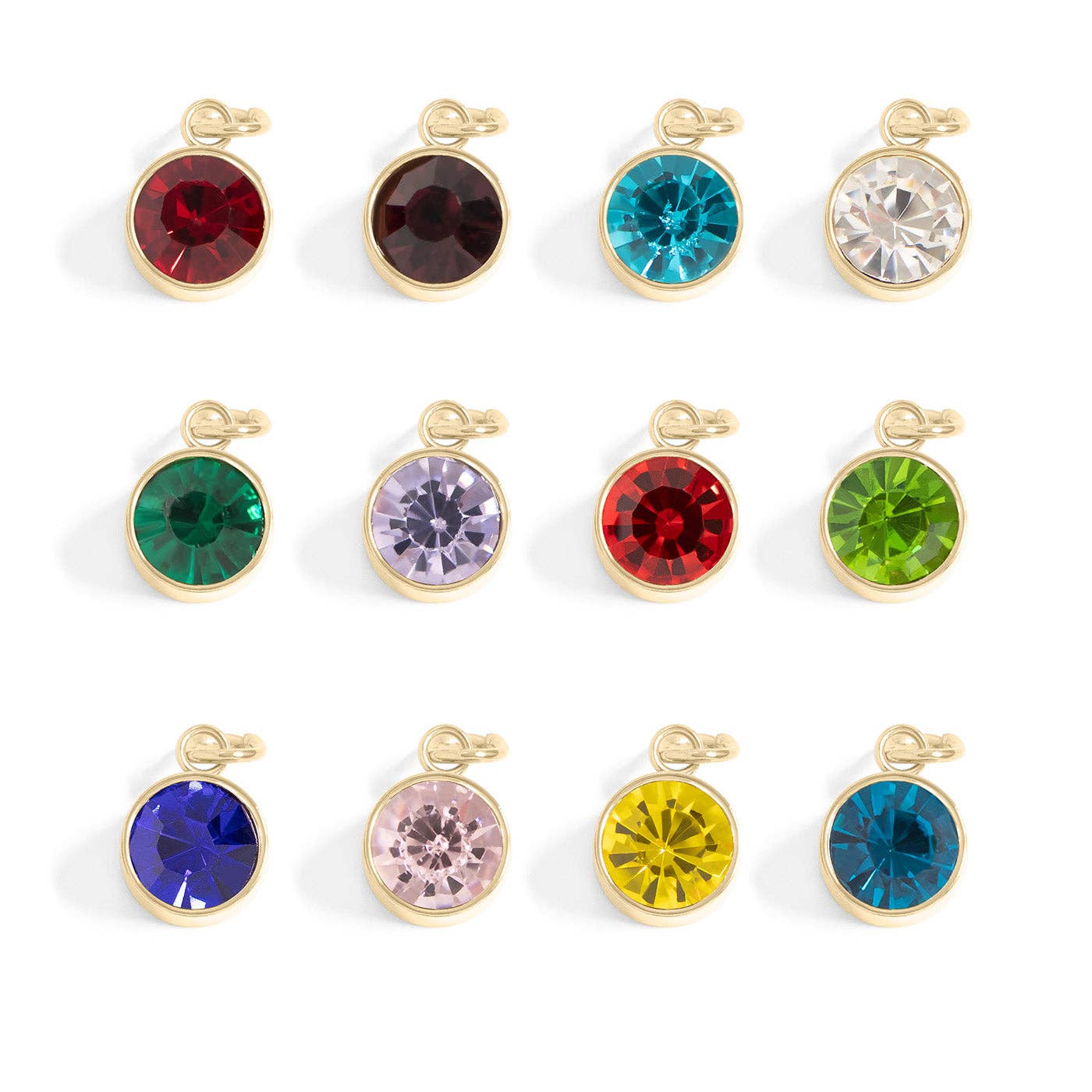 18K Gold Round Birthstone Charm (8mm)