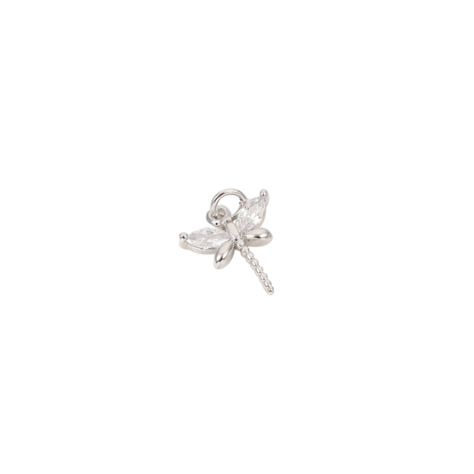 Silver Dragonfly with Cubic Zirconia Charm