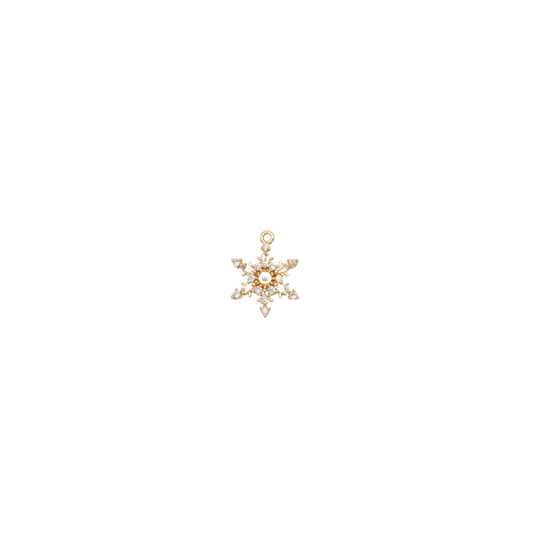 Gold Sparkly Pearl Snowflake Charm