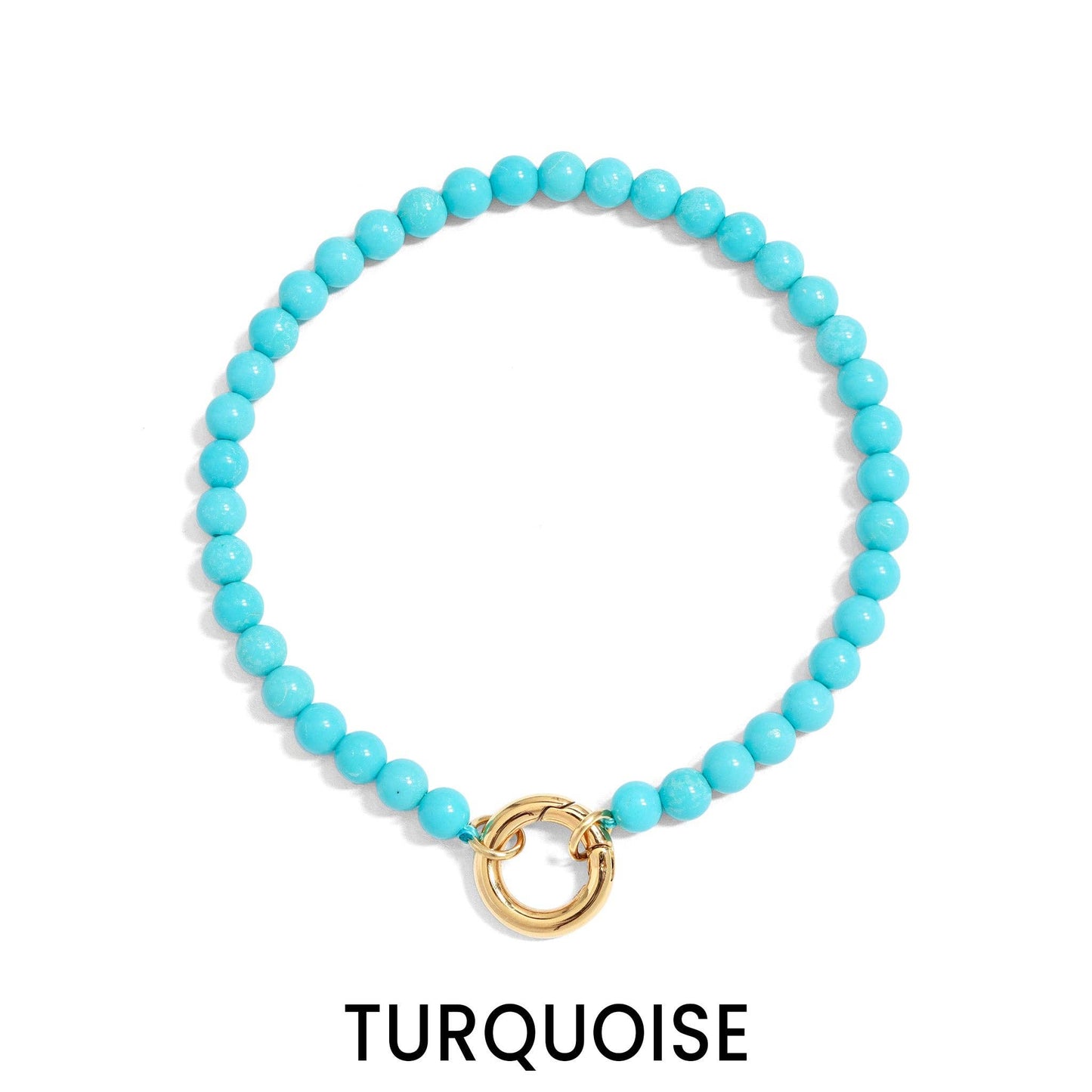 18K Gold PVD Stainless Steel Semi Precious Natural Stone Charm Keeper Bracelet