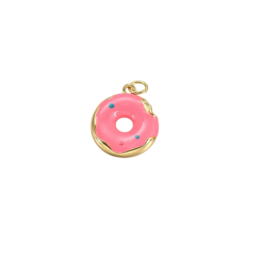 Gold Pink Glazed Donut Charm