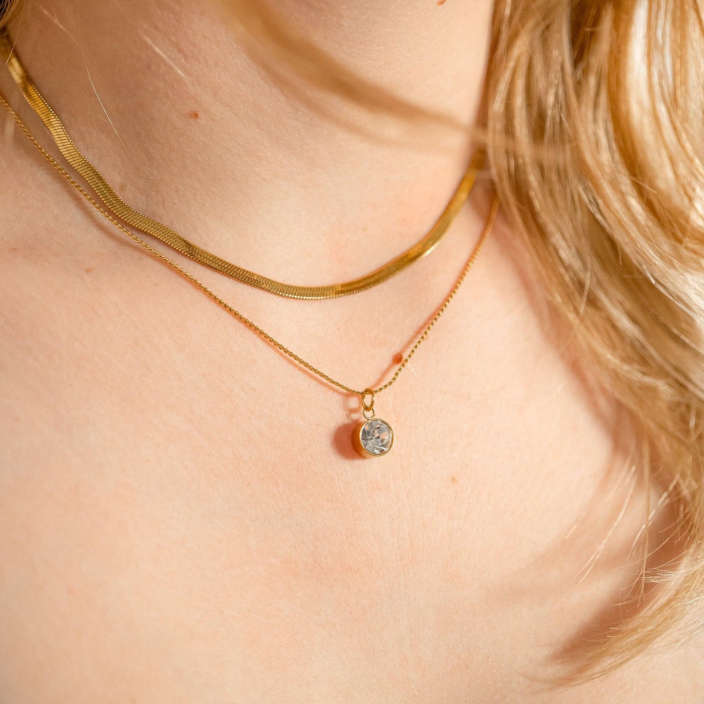 18K Gold Round Birthstone Charm (8mm)