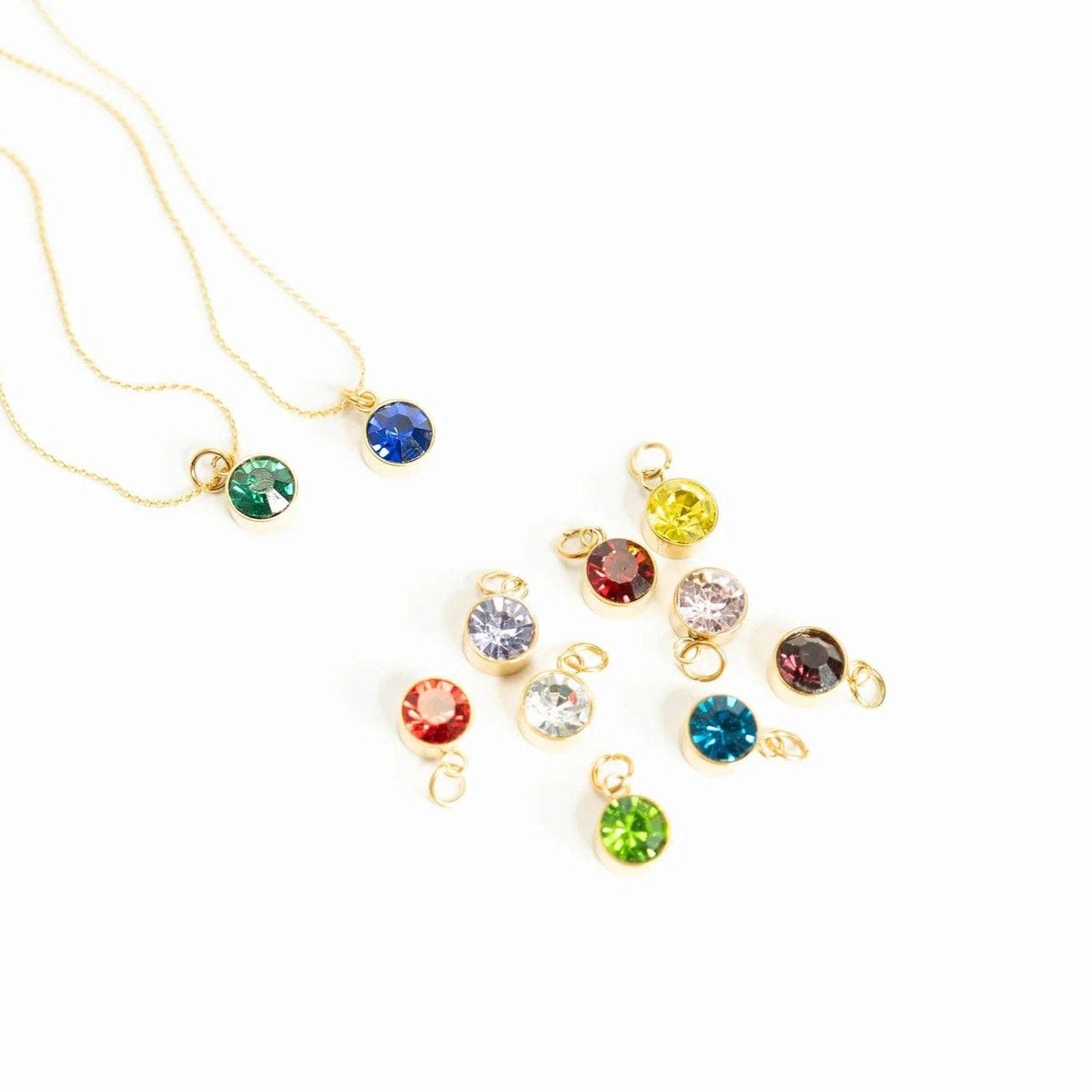 18K Gold Round Birthstone Charm (8mm)