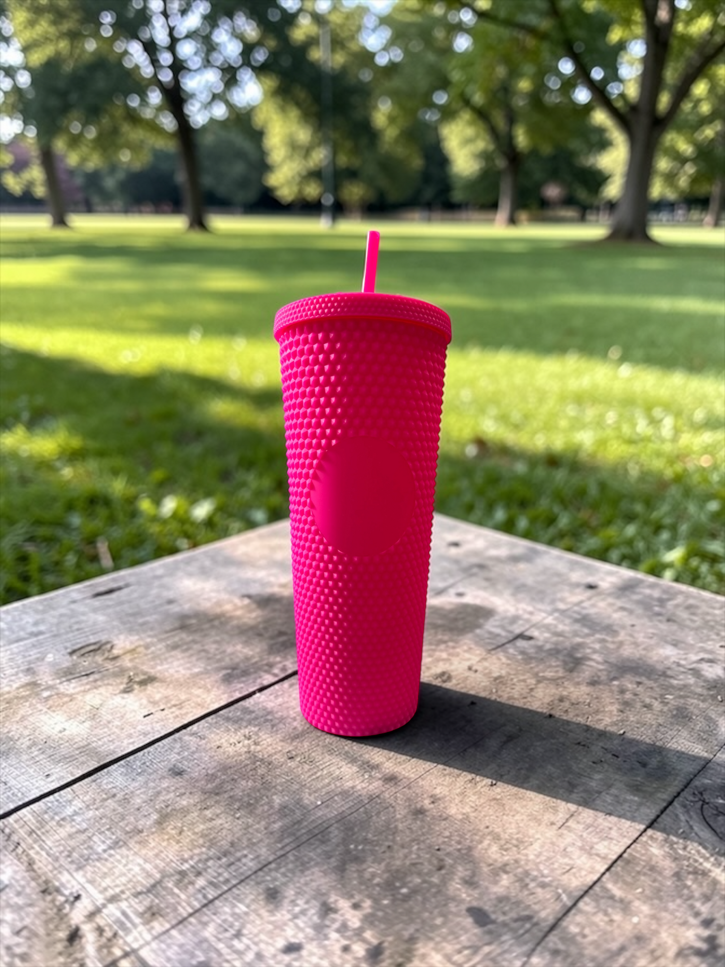 Matte Glossy Neon Pink  24oz Double Wall Studded Tumbler