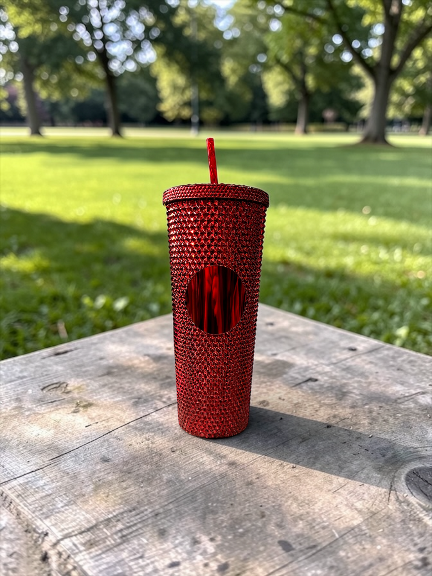 Metallic Red 24oz Double Wall Studded Tumbler