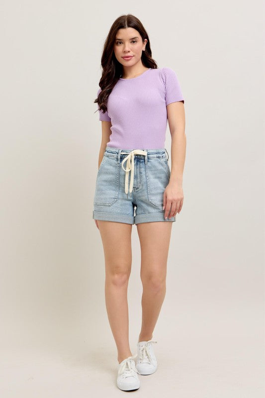 Judy Blue HW Jogger Cuffed Jogger Shorts JB7