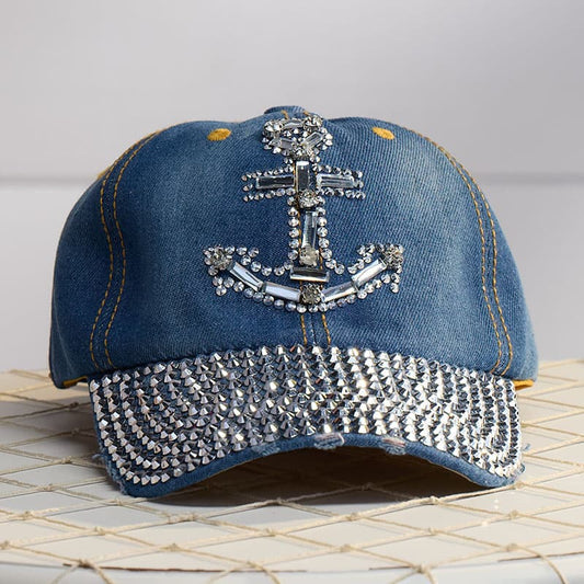 Bling Anchor Denim Cap