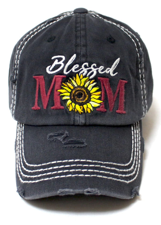 Blessed Mom Distressed Sunflower