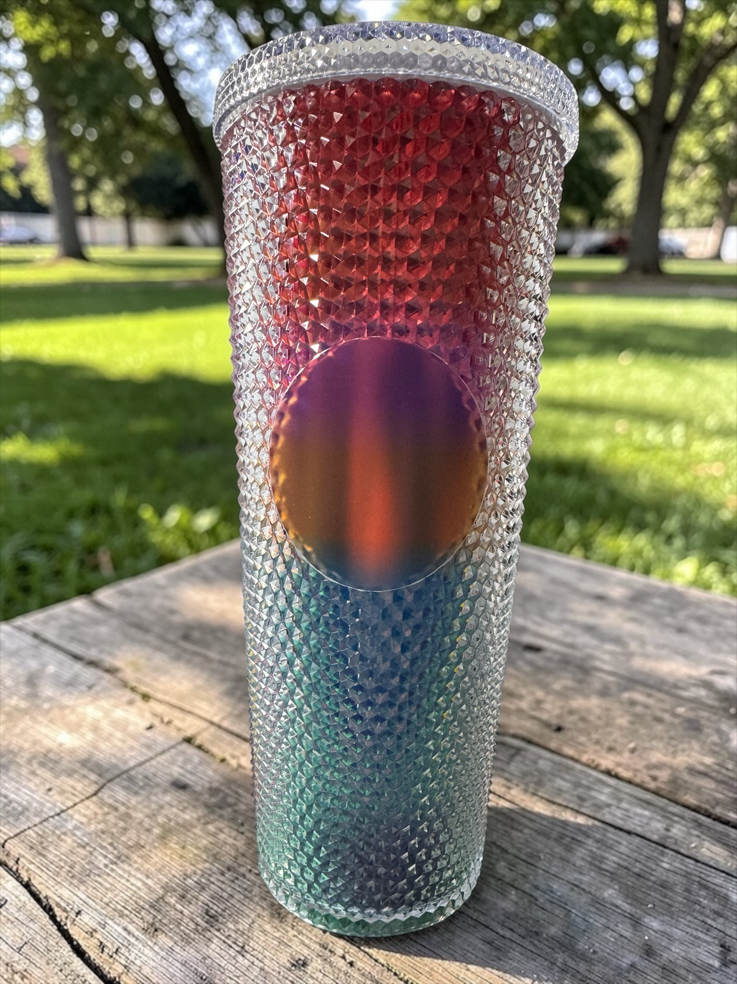 Rainbow Glossy  24oz Double Wall Studded Tumbler